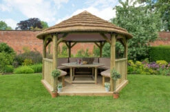 Forest Garden Hexagonal Thatched Roof Gazebo Furnished Cream -Secret Happy Shop t.tlx 2c2yuiW.w2y0YElY32.2BFm27. 11951.1680669141
