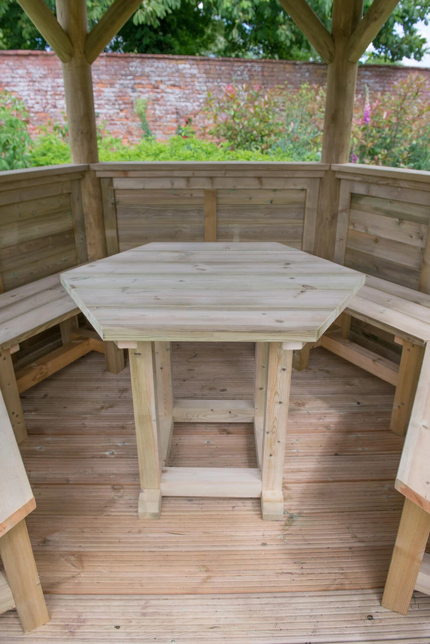 Forest Garden Hexagonal Timber Roof Gazebo Furnished Green 10 Forest Garden Hexagonal Timber Roof Gazebo Furnished Green - Image 8