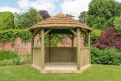 Forest Garden Hexagonal Thatched Roof Gazebo & Cream Lining